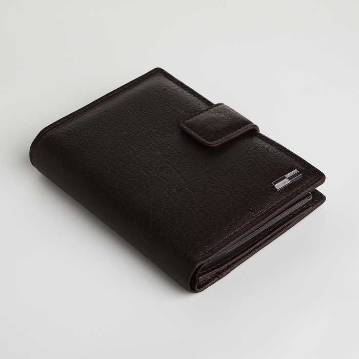 Портмоне мужское на магните 3 в 1, отдел для автодокументов, паспорта, цвет коричневый