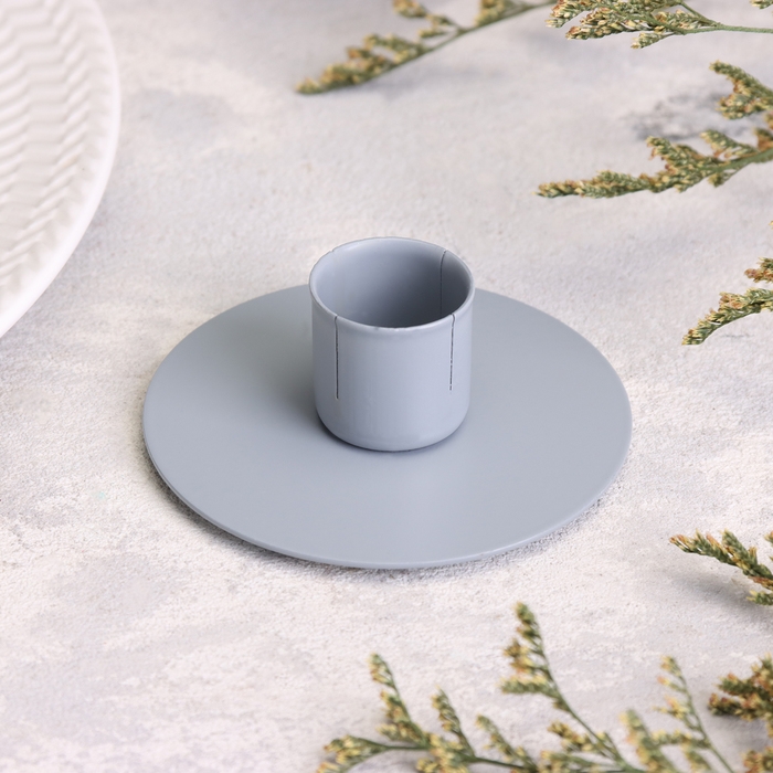 Подсвечник Подсвечник "Круг" металл на 1 свечу, 7х3 см, серый