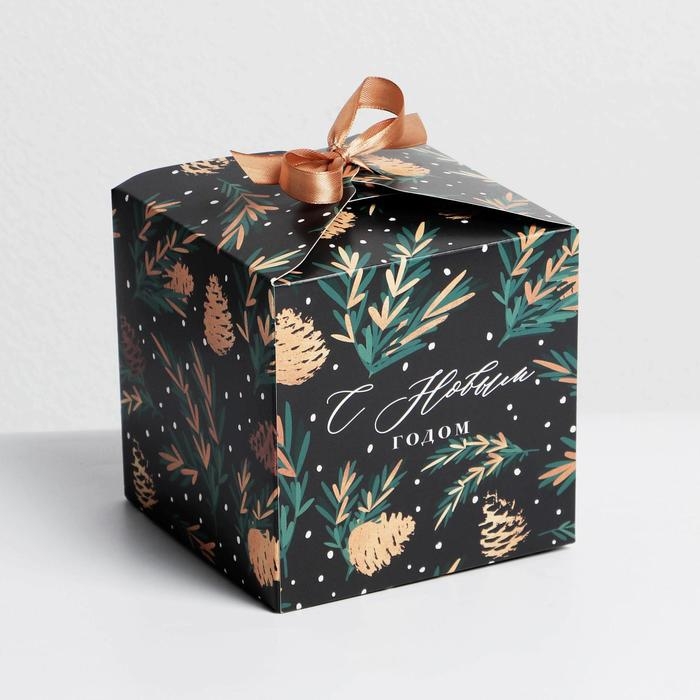 Коробка подарочная новогодняя складная «Шишки», 12 х 12 х 12 см, Новый год Коробка подарочная новогодняя складная «Шишки», 12 х 12 х 12 см, Новый год