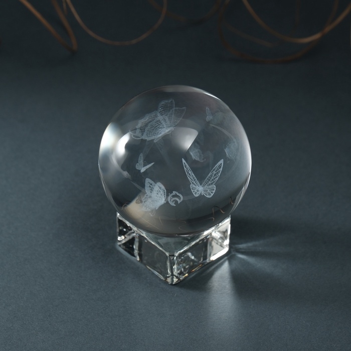 Сувенир стекло шар  Сувенир стекло шар "Бабочки" d=6 см