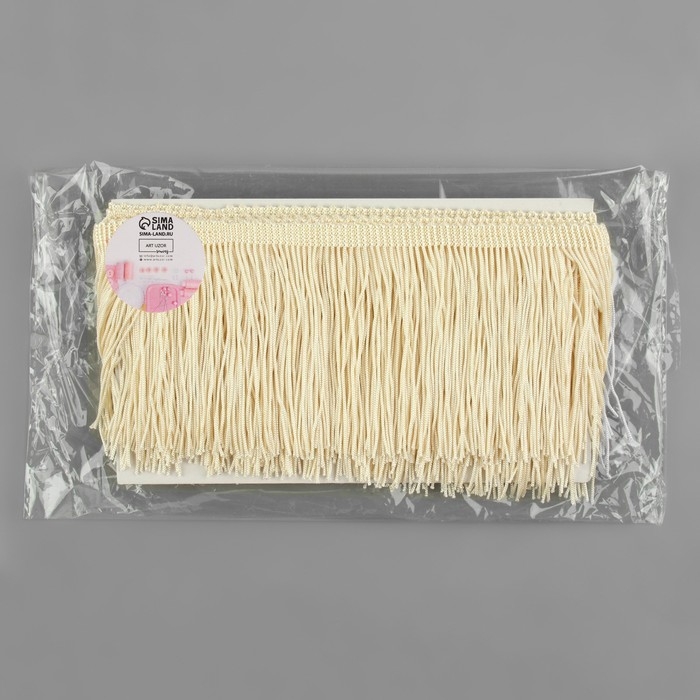 Тесьма декоративная «Бахрома», 10 см, 5 ± 0,5 м, цвет бежевый Тесьма декоративная «Бахрома», 10 см, 5 ± 0,5 м, цвет бежевый