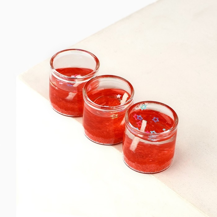 Свечи гелевые новогодние «С Новым годом!» на Новый год на Новый год, 3 шт, красные, 2,5 х2,5 х 2,5 см Свечи гелевые новогодние «С Новым годом!» на Новый год на Новый год, 3 шт, красные, 2,5 х2,5 х 2,5 см