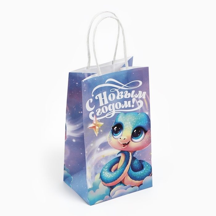 Пакет подарочный новогодний «Сказочный», змея, белый крафт, 12 х 21 х 9 см Пакет подарочный новогодний «Сказочный», змея, белый крафт, 12 х 21 х 9 см