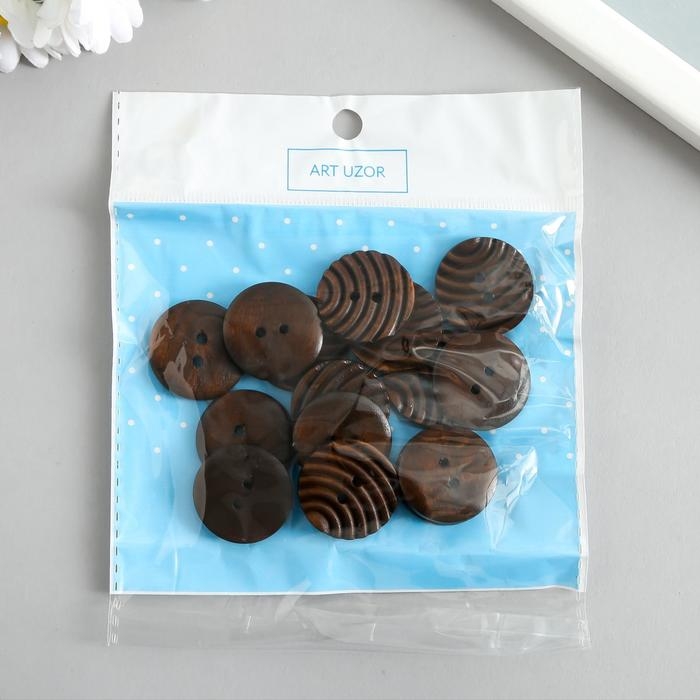 Пуговицы дерево для творчества 2 прокола Пуговицы дерево для творчества 2 прокола "Барханы" набор 15 шт 2,5х2,5х0,4 см