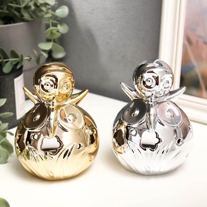 Подсвечник керамика на 1 свечу Подсвечник керамика на 1 свечу "Филин с совёнком на голове" МИКС 12,5х8,5х8 см