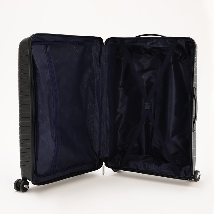 Чемодан большой 100 л (L), отдел на молнии, кодовый замок, 4 колеса, цвет чёрный Чемодан большой 100 л (L), отдел на молнии, кодовый замок, 4 колеса, цвет чёрный