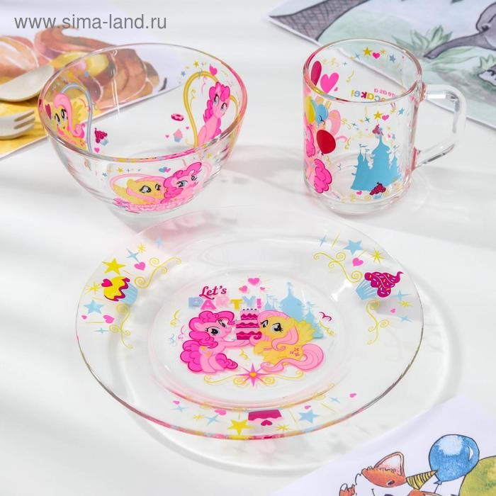 Набор Hasbro My Little Pony, 3 предмета: кружка 250 мл, салатник d=13 см, тарелка 19,5 см, в подарочной упаковке Набор Hasbro My Little Pony, 3 предмета: кружка 250 мл, салатник d=13 см, тарелка 19,5 см, в подарочной упаковке