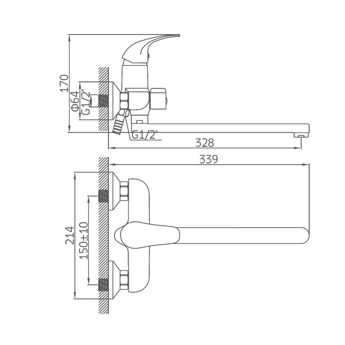 Смеситель для ванны Accoona A7124, однорычажный, излив 300 мм, душевой набор, хром Смеситель для ванны Accoona A7124, однорычажный, излив 300 мм, душевой набор, хром