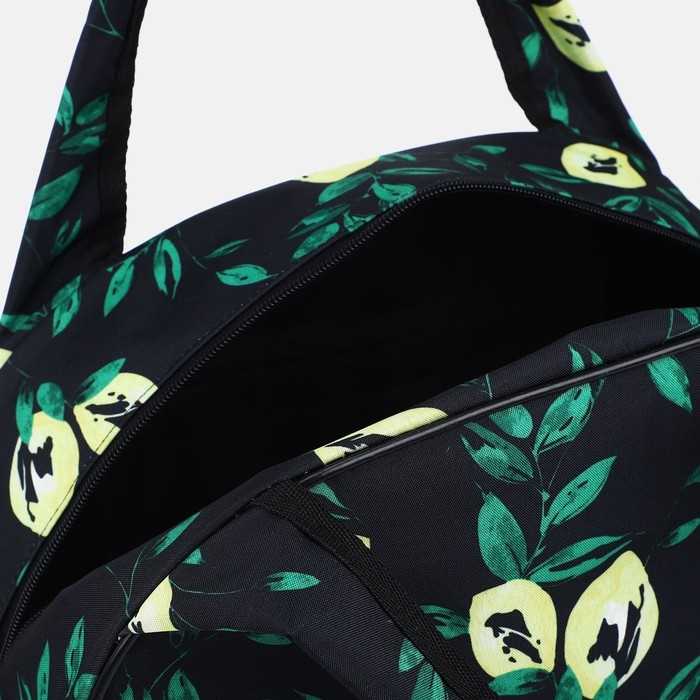 Сумка дорожная женская на молнии, цвет чёрный/зелёный Сумка дорожная женская на молнии, цвет чёрный/зелёный