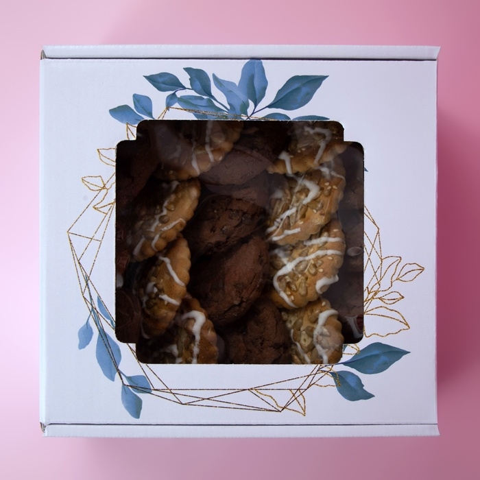 Коробка самосборная, с окном, Коробка самосборная, с окном, "Танец цветов" 19 х 19 х 9 см