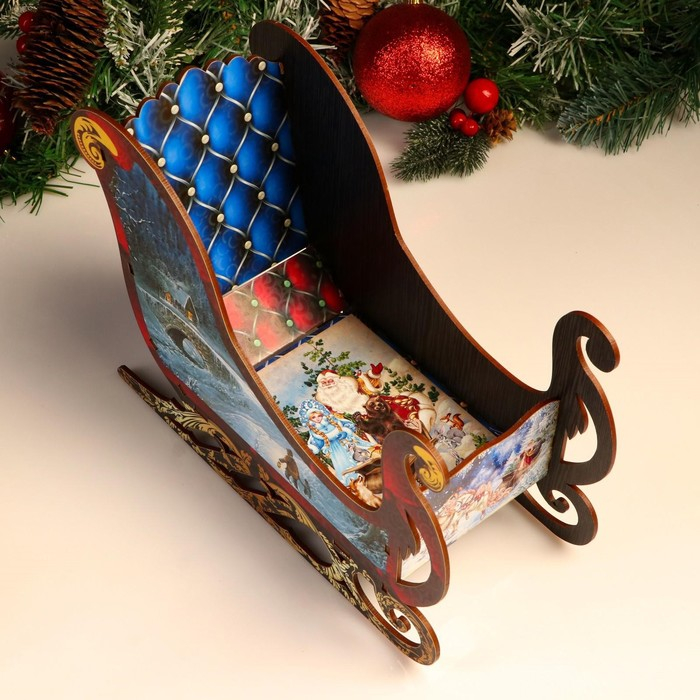 Шкатулка-Фруктовница " Сани", микс, 28х11,5х20 см