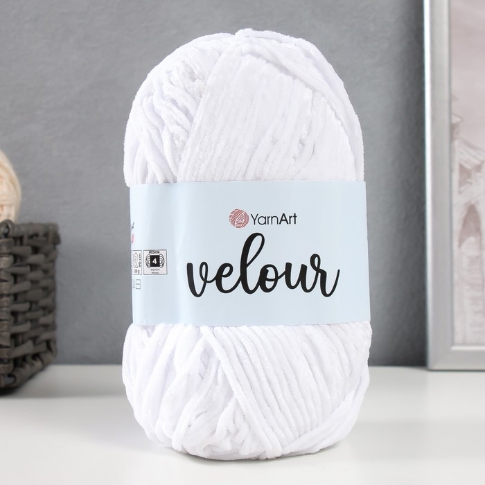Пряжа Пряжа "Velour" 100% микрополиэстер 170м/100г (840 белый)