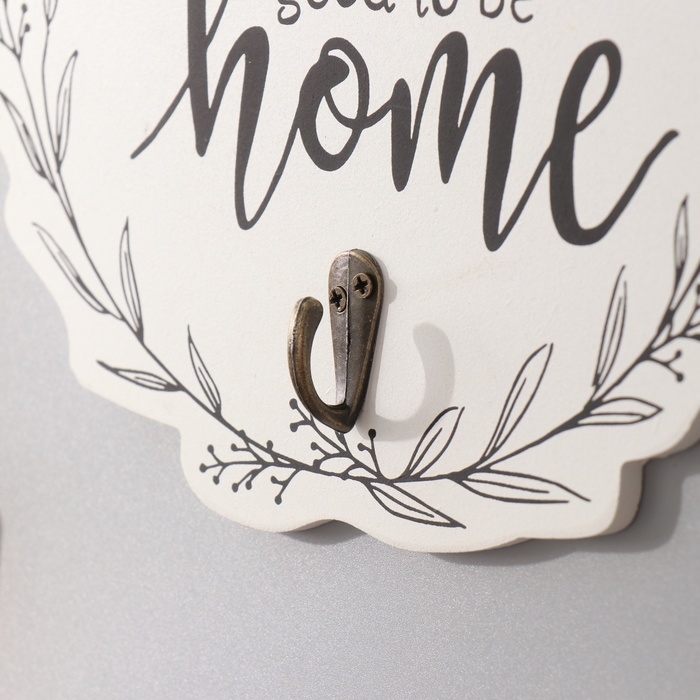 Крючки декоративные дерево Крючки декоративные дерево "Хорошо быть дома. Бант и эвкалипт" 23,5х23,5 см