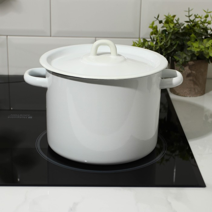 Кастрюля цилиндрическая эмалированная, 3,5 л, цвет белый Кастрюля цилиндрическая эмалированная, 3,5 л, цвет белый