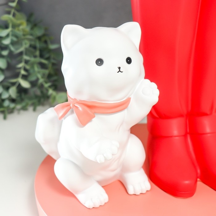 Сувенир полистоун подставка  Сувенир полистоун подставка "Девочка с розовым бантом и кошечкой" d=26 см 76х27х35 см