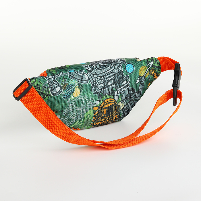 Сумка поясная детская на молнии, цвет зелёный