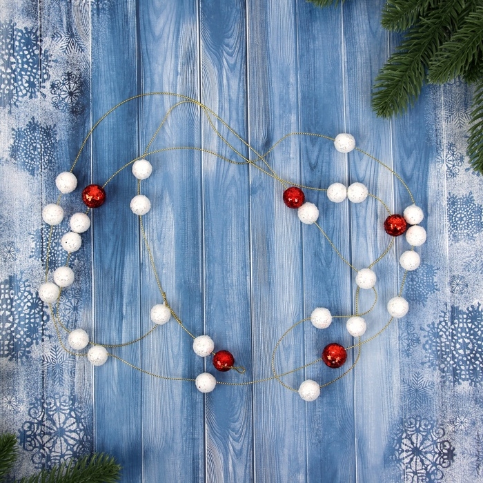 Бусы на ёлку 2 м Бусы на ёлку 2 м "Шарики красные и белые"