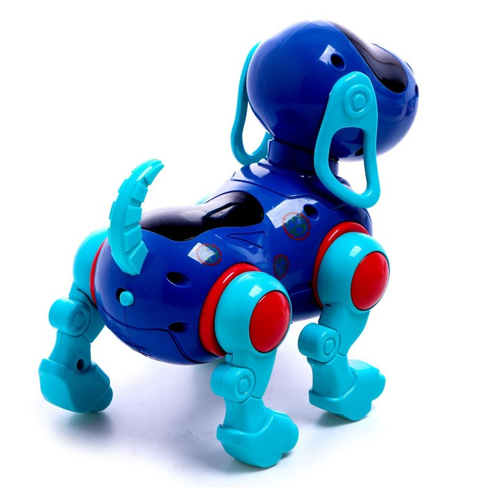 Робот-собака IQ DOG, световые и звуковые эффекты, русские песенки, работает от батареек, цвет синий Робот-собака IQ DOG, световые и звуковые эффекты, русские песенки, работает от батареек, цвет синий