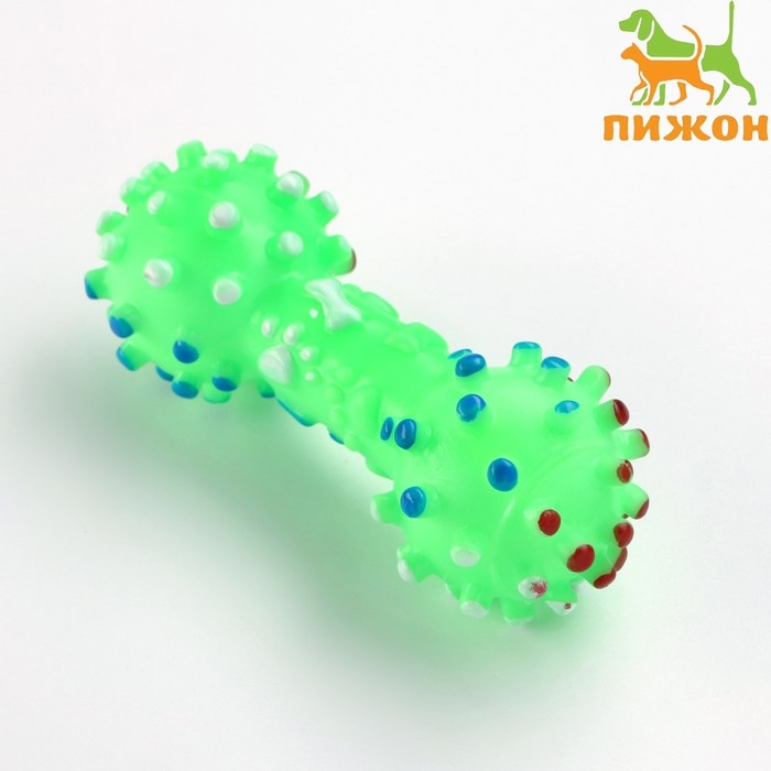 Игрушка пищащая  Игрушка пищащая "Гантель малая" для собак, 12,5 см, зелёная