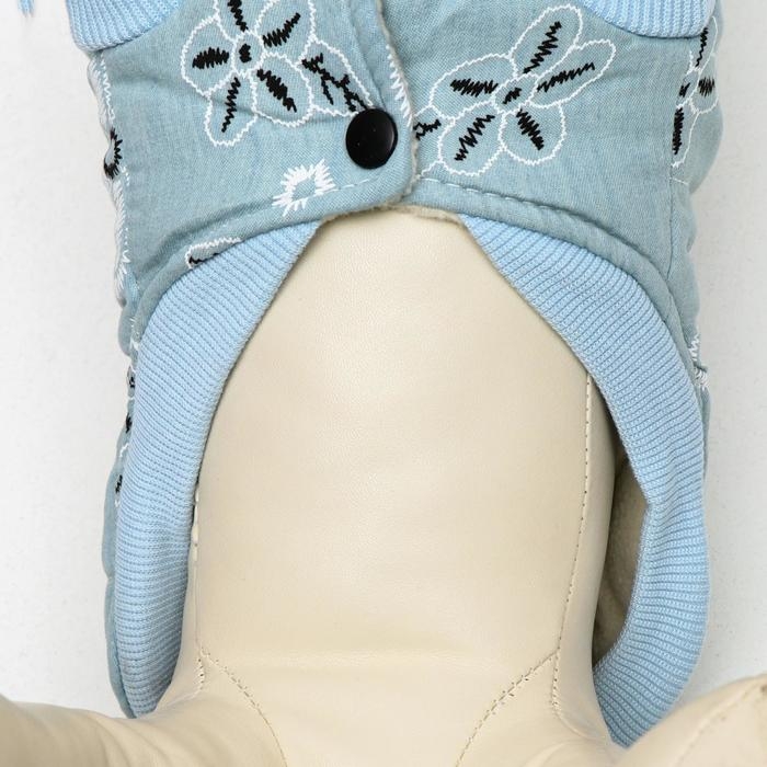 Куртка для собак с цветами, S (ДС 20 см, ОШ 23 см, ОГ 32 см), голубая Куртка для собак с цветами, S (ДС 20 см, ОШ 23 см, ОГ 32 см), голубая