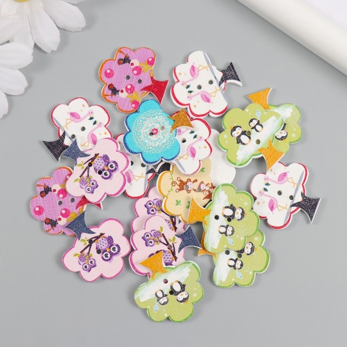 Пуговицы дерево для творчества 2 прокола Пуговицы дерево для творчества 2 прокола "Деревце" набор 20 шт 2,8х2,8 см