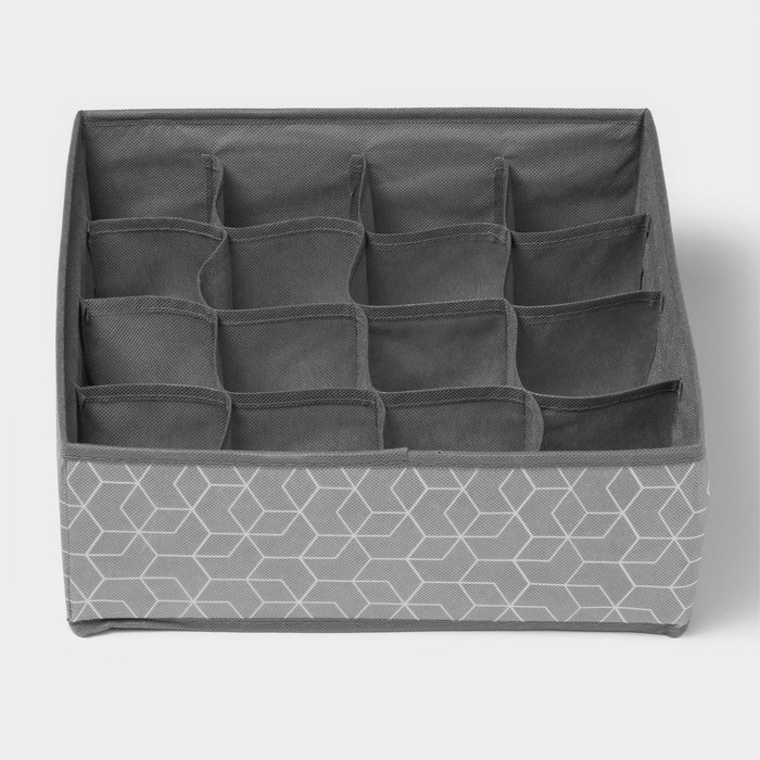 Органайзер для хранения белья Доляна «Фора», 16 ячеек, 32×32×12 см, цвет серый Органайзер для хранения белья Доляна «Фора», 16 ячеек, 32×32×12 см, цвет серый