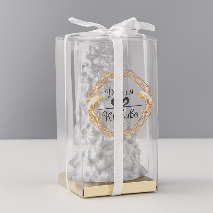 Свеча новогодняя "Ёлка" 10х5см, серебро