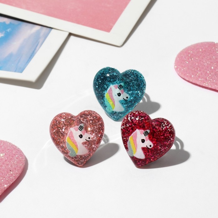 Набор колец детских (3 шт.) «Выбражулька», единороги, цветной Набор колец детских (3 шт.) «Выбражулька», единороги, цветной