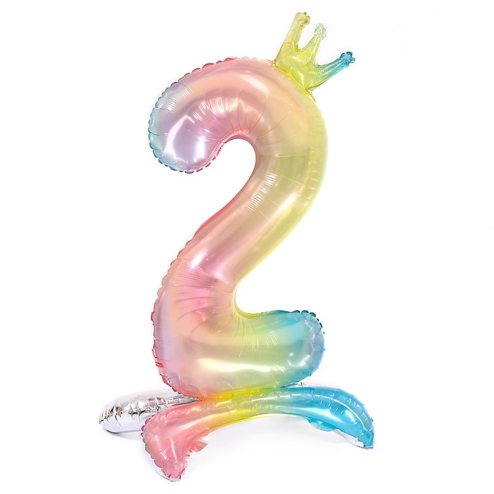 Шар фольгированный 32" Цифра 2 с короной&raquo;, градиент, на подставке