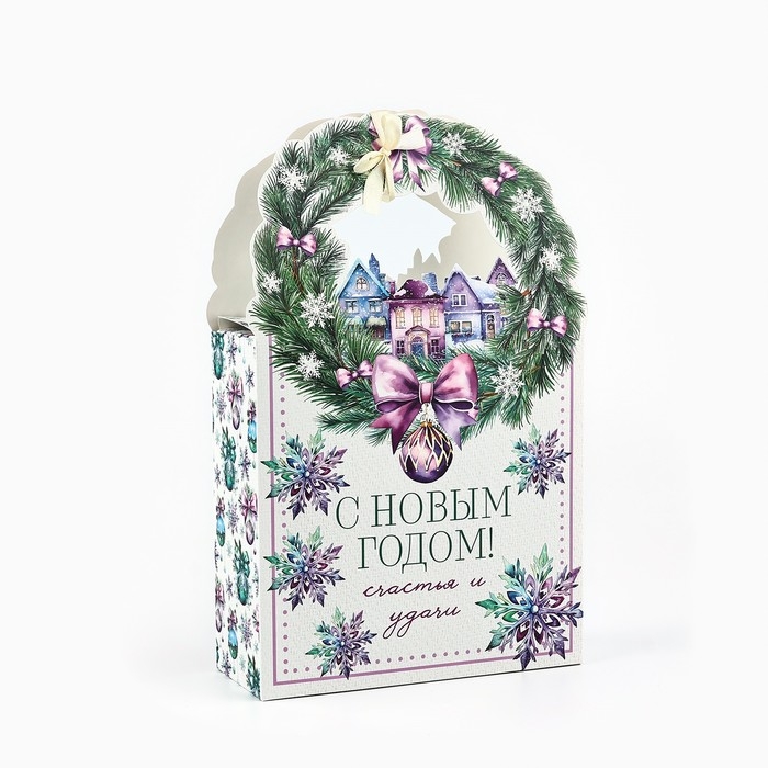 Коробка новогодняя складная «Новогодний венок» 18.4 х 30.4 х 7.3 см, Новый год Коробка новогодняя складная «Новогодний венок» 18.4 х 30.4 х 7.3 см, Новый год