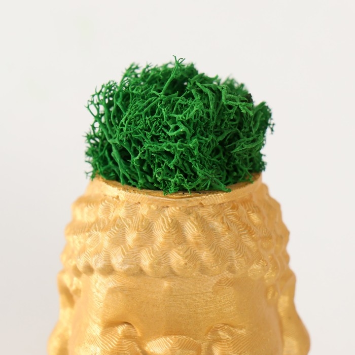 Кашпо бетонное Кашпо бетонное "Будда" 5,5х6,5х7см золотой со мхом (мох зеленый стабилизированный)