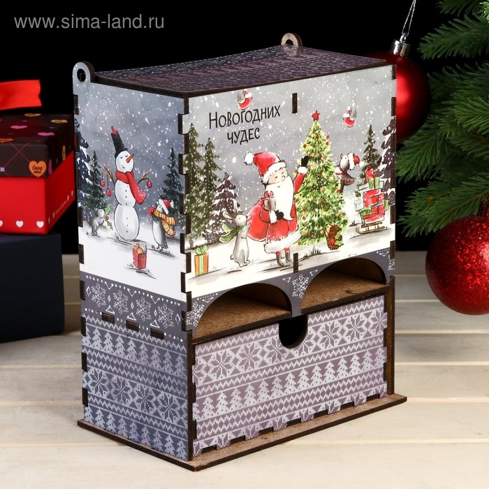 Чайный домик  Чайный домик "Дед Мороз и Снеговик" 20х15х8,5 см