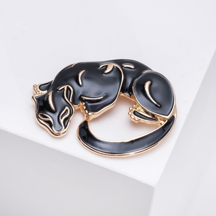 Брошь «Пантера», цвет чёрный в золоте Брошь «Пантера», цвет чёрный в золоте