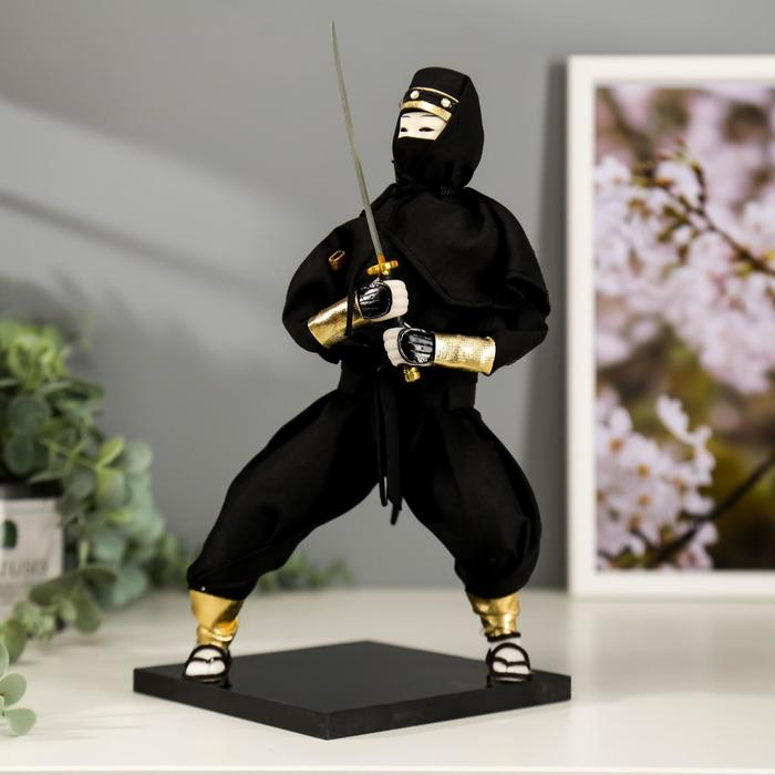 Кукла коллекционная Кукла коллекционная "Чёрный ниндзя с мечом" 25х12,5х12,5 см