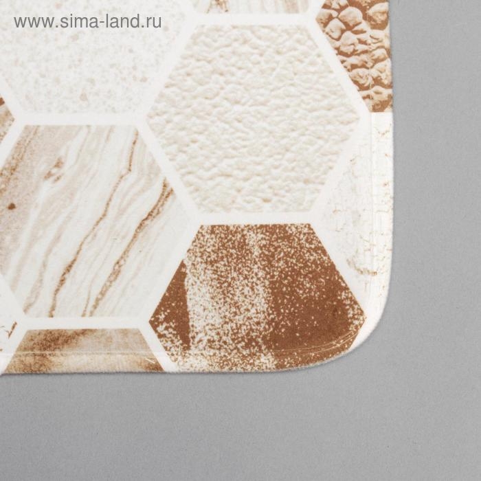Набор ковриков для ванной и туалета Доляна «Соты», 2 шт: 79×50, 50×39 см, цвет коричнево-бежевый Набор ковриков для ванной и туалета Доляна «Соты», 2 шт: 79×50, 50×39 см, цвет коричнево-бежевый