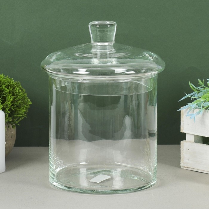 Ваза  Ваза "Трубка 146" Падерборн с крышкой малая  d-14см, h-15см (с крышкой h-20см) V-2,5л прозрачная 113