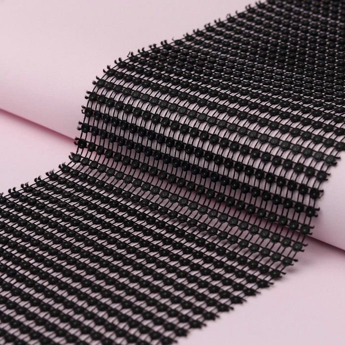 Лента с имитацией страз, 12 см, 9 ± 1 м, цвет чёрный Лента с имитацией страз, 12 см, 9 ± 1 м, цвет чёрный