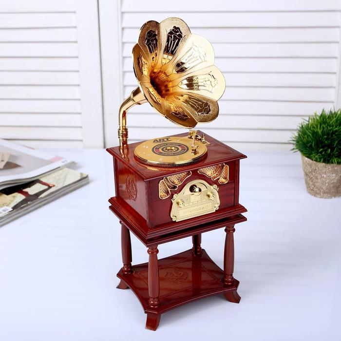 Шкатулка музыкальная Шкатулка музыкальная "Патефон золотистый" 34,5х10,5х13 см