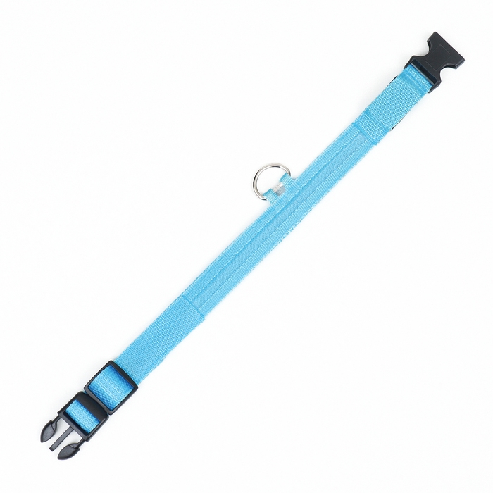 Ошейник с подсветкой размер М, ОШ 40-48 х 2,5 см, 3 режима свечения голубой Ошейник с подсветкой размер М, ОШ 40-48 х 2,5 см, 3 режима свечения голубой