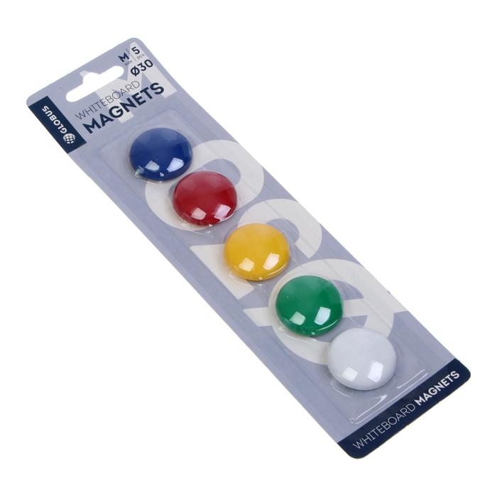 Магниты для досок 30 мм, 5 штук, GLOBUS цветные, в блистере Магниты для досок 30 мм, 5 штук, GLOBUS цветные, в блистере
