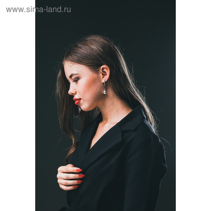 Серьги «Элегантность жемчуга», посеребрение с оксидированием, цвет белый