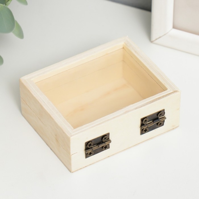 Шкатулка для росписи дерево Шкатулка для росписи дерево "Прямоугольная со стеклом" 2,8х7,7х6,5 см