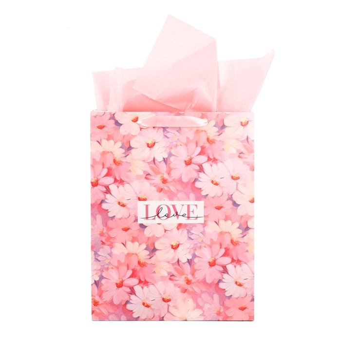 Пакет ламинированный двухсторонний «Цветы», с тишью и открыткой, L, 40 × 31 × 11,5