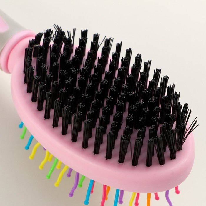 Двусторонняя щётка - расческа с волнистыми зубьями, средняя, 6 х 19 см, розовая Двусторонняя щётка - расческа с волнистыми зубьями, средняя, 6 х 19 см, розовая