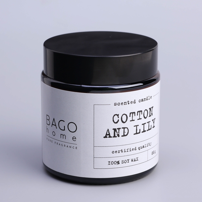 Свеча ароматическая в банке  Свеча ароматическая в банке "Хлопок и лилия", совый воск, 88 г