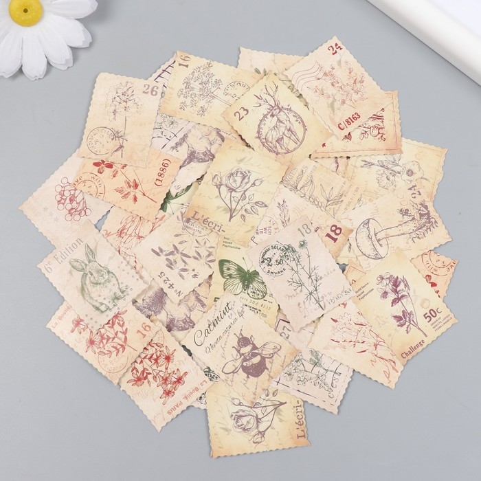 Наклейки для творчества Наклейки для творчества "Ретро марки" набор 46 шт 4,4х4,4х1,1 см