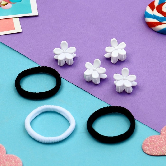 Набор для волос Набор для волос "Галея" (3 резинки 5 см, 4 краба 2,5 см) ромашка, белый