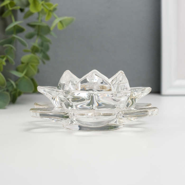 Подсвечник стекло Подсвечник стекло "Лотос" 12х12х5,5 см