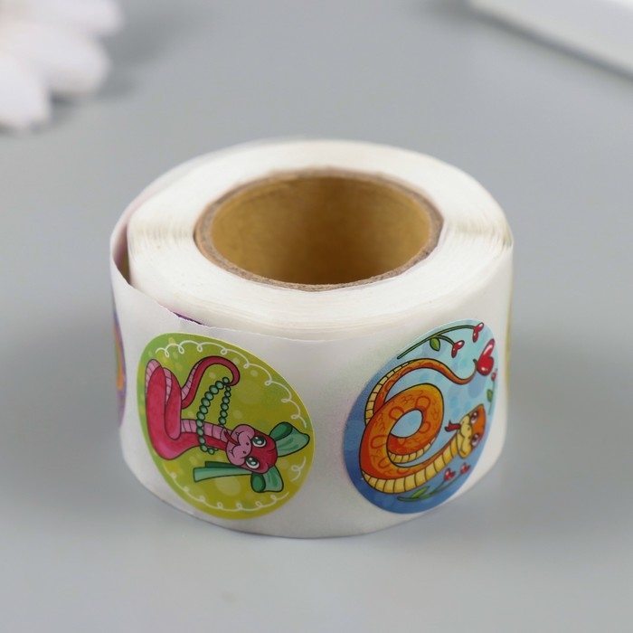 Наклейка бумага Наклейка бумага "Змейки" d=2,5 см 252 шт в рулоне