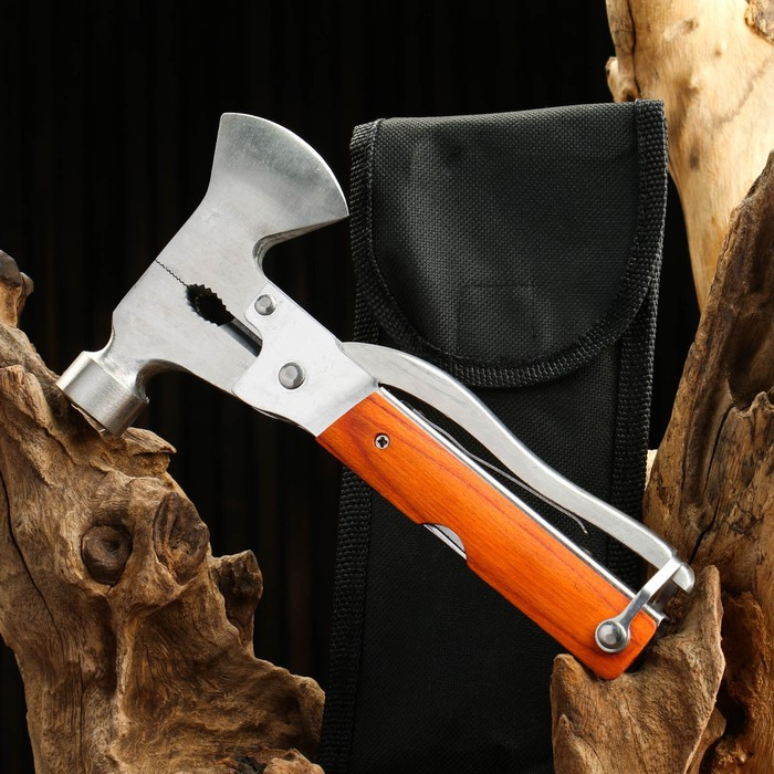 Мультитул 8в1 в чехле, рукоять дерево(топор, молоток, отвертки , ножи) Мультитул 8в1 в чехле, рукоять дерево(топор, молоток, отвертки , ножи)